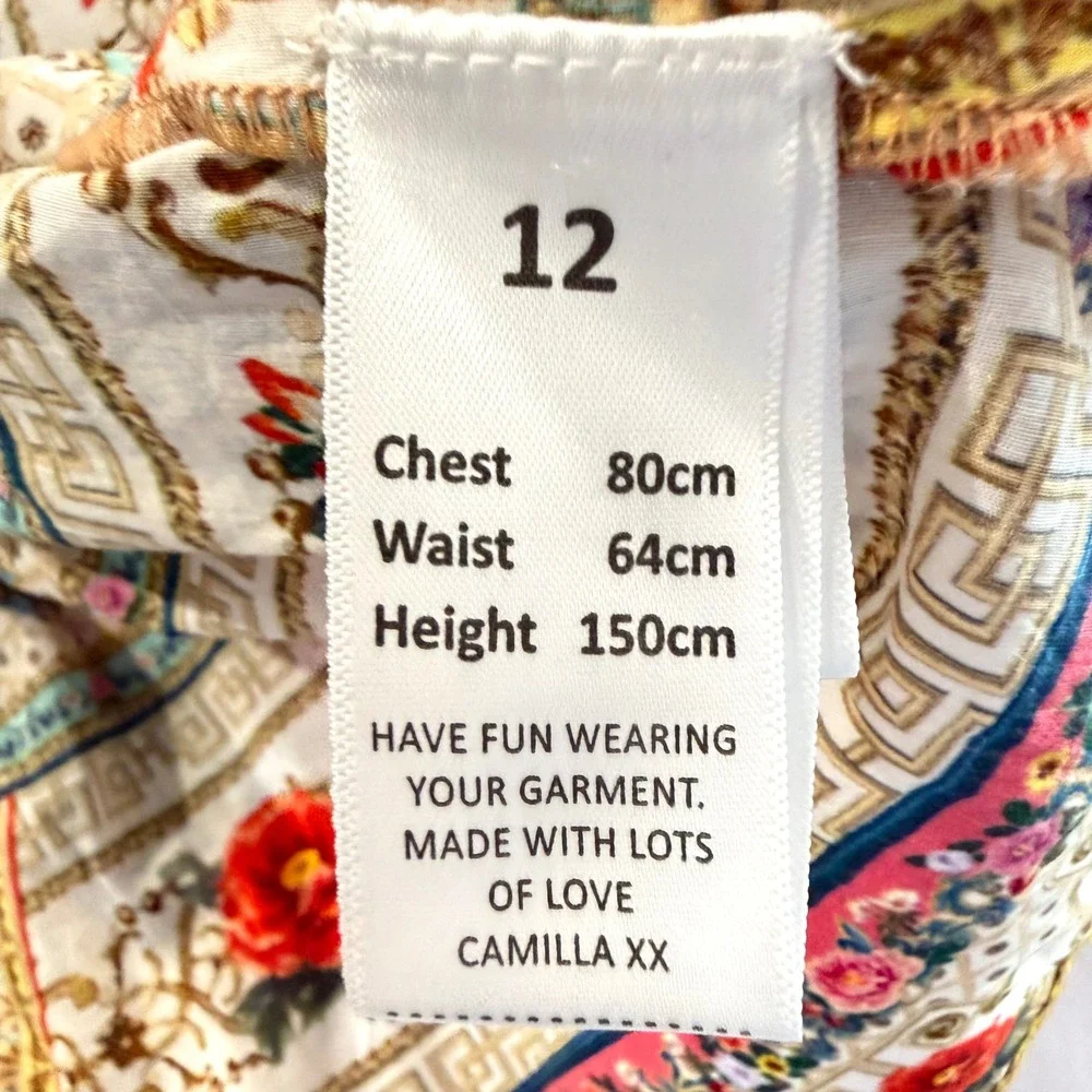 Milla by Camilla Trapeze Maxi Dress Multicolor Silk Cotton Embellished Ruffle 12